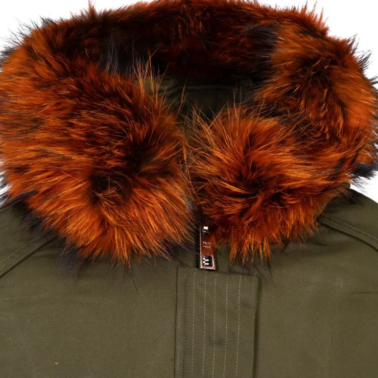 THE NEW DESIGNERS Blouson à capuche fourrure noir Femme KAKI Sale