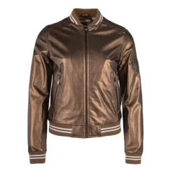 OAKWOOD Blouson veste style bombers en cuir Femme MARRON Online
