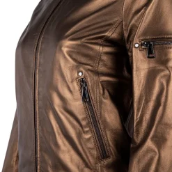 OAKWOOD Blouson veste style bombers en cuir Femme MARRON Online