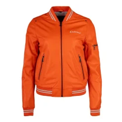 OAKWOOD Blouson veste style bombers en cuir Femme ORANGE CLAIR Outlet