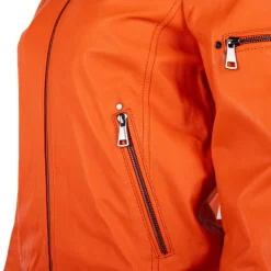 OAKWOOD Blouson veste style bombers en cuir Femme ORANGE CLAIR Outlet