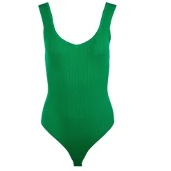 LA PETITE ETOILE Body winona à bretelles cotelé Femme VERT New