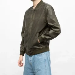 DEELUXE 74 Bomber garet similicuir effet usé Homme KAKI