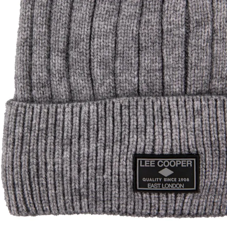 LEE COOPER Bonnet côtes anglaises maille Homme GRIS New