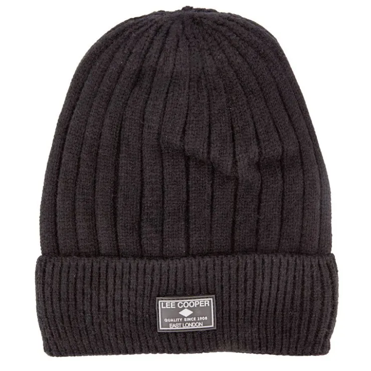 LEE COOPER Bonnet côtes anglaises maille Homme NOIR Clearance