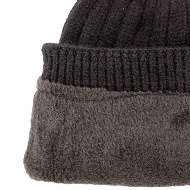 LEE COOPER Bonnet côtes anglaises maille Homme NOIR Clearance
