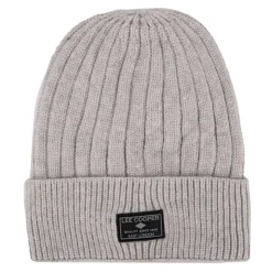 LEE COOPER Bonnet côtes anglaises maille Homme GRIS CLAIR Hot