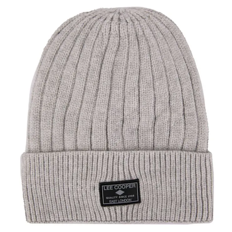 LEE COOPER Bonnet côtes anglaises maille Homme GRIS CLAIR Hot