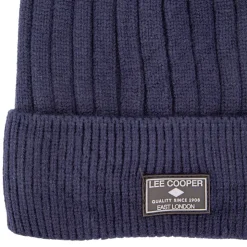 LEE COOPER Bonnet côtes anglaises maille Homme BLEU FONCE Clearance