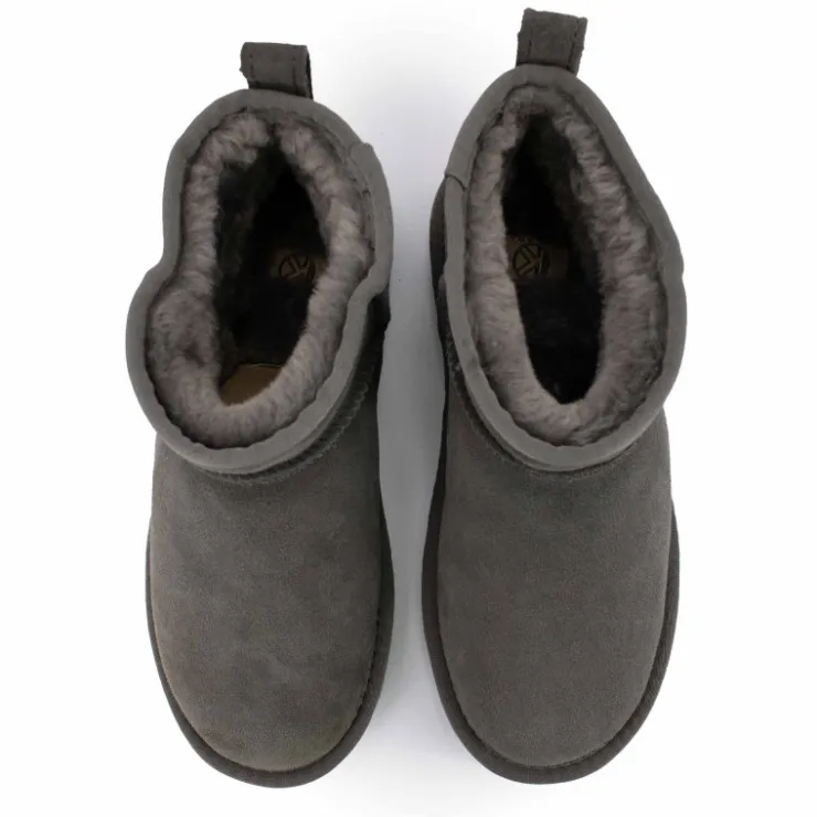 KELARA Boots basses fourrées tige cuir doublées synthétique Femme GRIS Hot