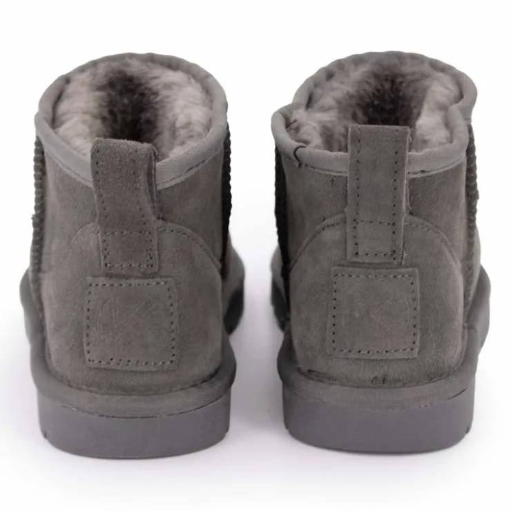 KELARA Boots basses fourrées tige cuir doublées synthétique Femme GRIS Hot