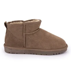 KELARA Boots basses fourrées tige cuir doublées synthétique Femme BEIGE Discount