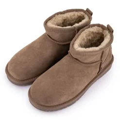 KELARA Boots basses fourrées tige cuir doublées synthétique Femme BEIGE Discount