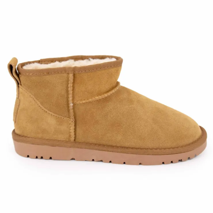 KELARA Boots basses fourrées tige cuir doublées synthétique Femme MARRON Best