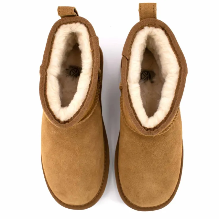 KELARA Boots basses fourrées tige cuir doublées synthétique Femme MARRON Best