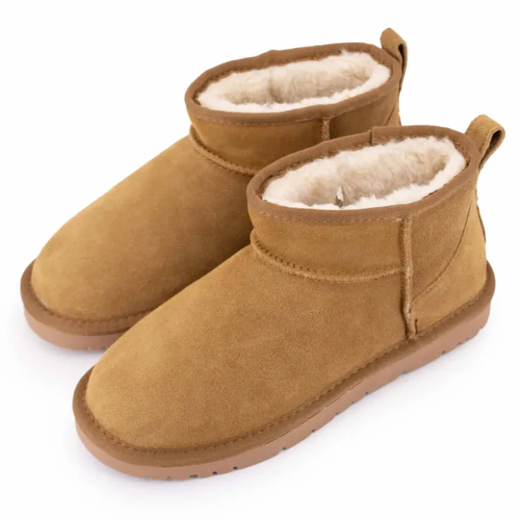 KELARA Boots basses fourrées tige cuir doublées synthétique Femme MARRON Best