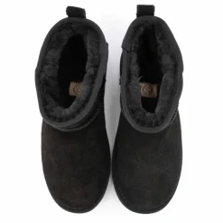 KELARA Boots basses fourrées tige cuir doublées synthétique Femme NOIR Outlet