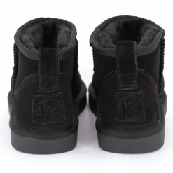 KELARA Boots basses fourrées tige cuir doublées synthétique Femme NOIR Outlet