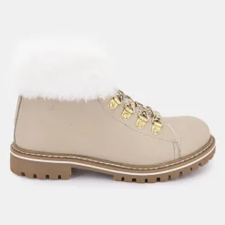 LES TROPEZIENNES PAR M.BELARBI Boots cuir grainé avec fausse fourrure Femme BEIGE