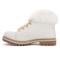 LES TROPEZIENNES PAR M.BELARBI Boots cuir grainé avec fausse fourrure Femme BLANC Sale