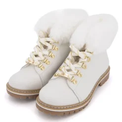 LES TROPEZIENNES PAR M.BELARBI Boots cuir grainé avec fausse fourrure Femme BLANC Sale