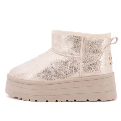 BURTON OF LONDON Boots fourrées brillantes Edwige Femme BEIGE