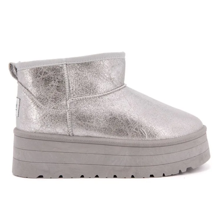 BURTON OF LONDON Boots fourrées brillantes Edwige Femme ARGENT Outlet