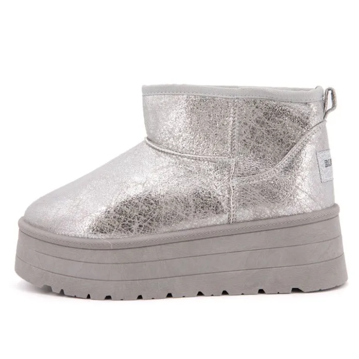 BURTON OF LONDON Boots fourrées brillantes Edwige Femme ARGENT Outlet