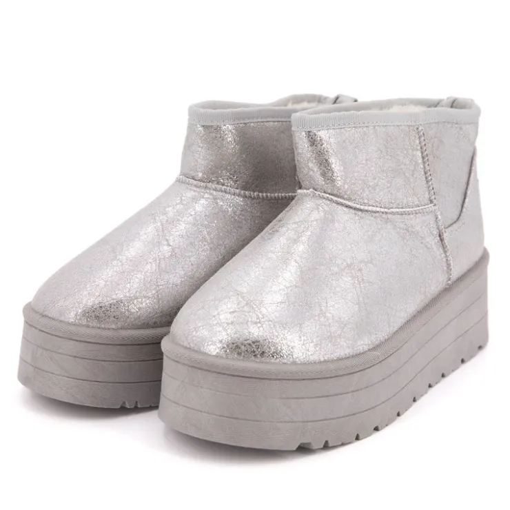 BURTON OF LONDON Boots fourrées brillantes Edwige Femme ARGENT Outlet