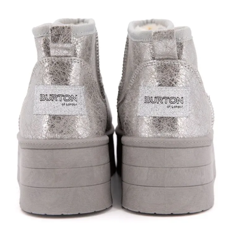 BURTON OF LONDON Boots fourrées brillantes Edwige Femme ARGENT Outlet
