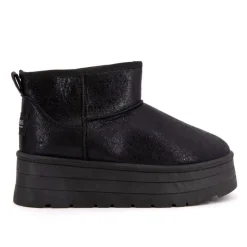 BURTON OF LONDON Boots fourrées brillantes Edwige Femme NOIR Hot