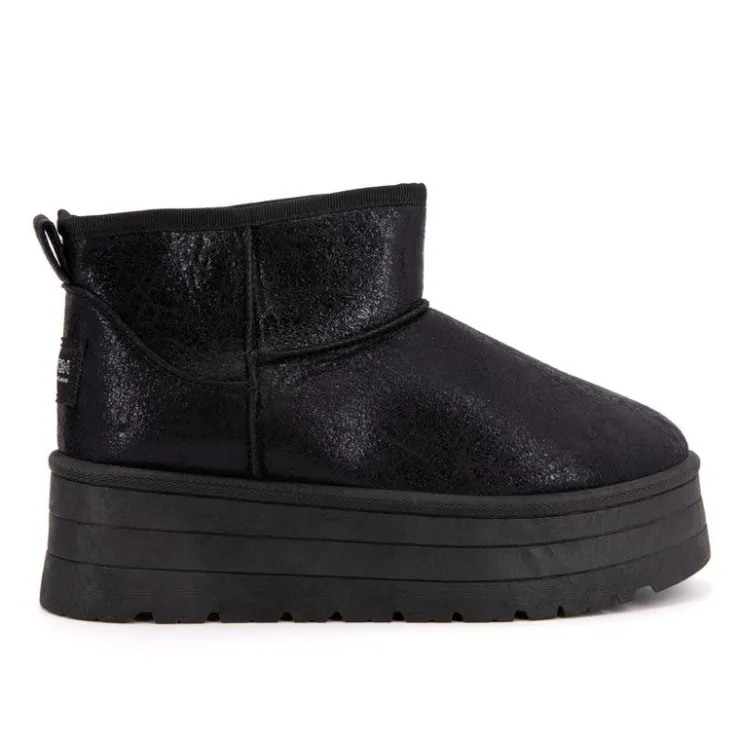 BURTON OF LONDON Boots fourrées brillantes Edwige Femme NOIR Hot