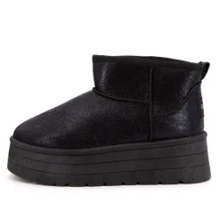 BURTON OF LONDON Boots fourrées brillantes Edwige Femme NOIR Hot