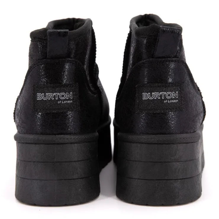 BURTON OF LONDON Boots fourrées brillantes Edwige Femme NOIR Hot