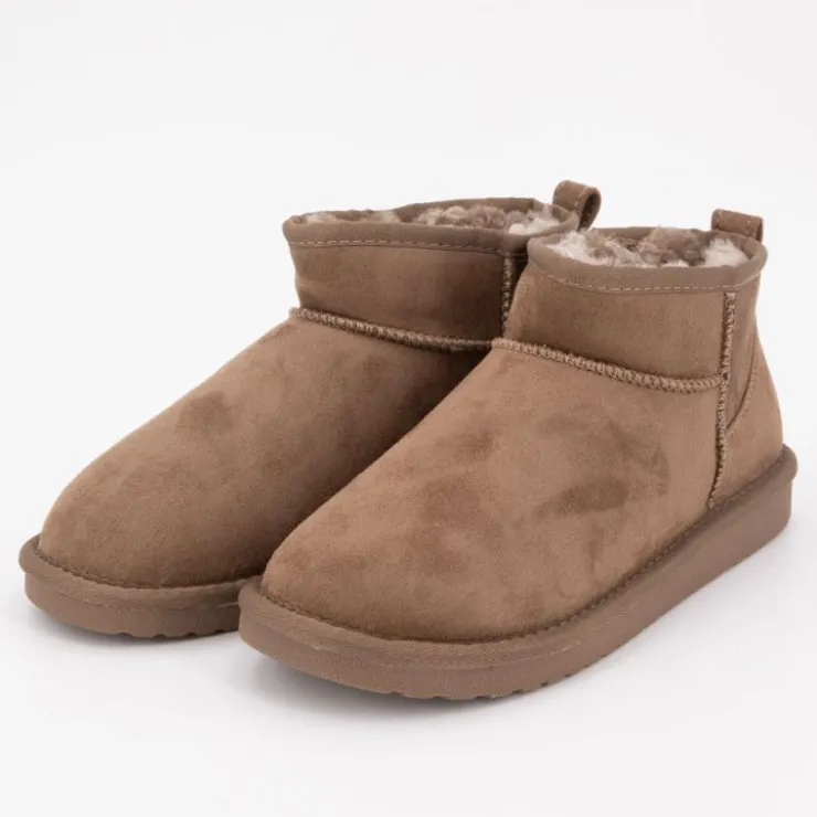 LOVETT Boots fourrées courtes Femme MARRON New