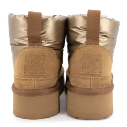 KELARA Boots mi haute bi matière fausse fourrure Femme BEIGE Hot