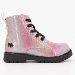 DOCKERS BY GERLI Botines arc en ciel lacets noirs avec zip métallique Enfant ROSE