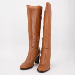 SCOTCH AND SODA Bottes cuir à talons zippée Femme MARRON Sale