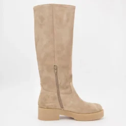 EXIT Bottes hautes daim avec zip sukumia Femme BEIGE Discount