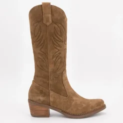 PATRICIA MILLER Bottes santiag daim à motif ailés Femme MARRON CLAIR Discount