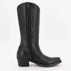 PATRICIA MILLER Bottes santiag es avec motif ailes surpiquées cuir Femme NOIR