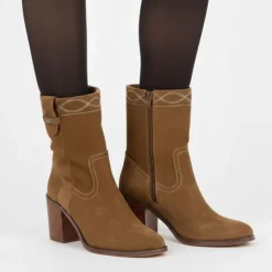 LES TROPEZIENNES PAR M.BELARBI Bottes western ladak camel à talons carré Femme MARRON CLAIR Clearance
