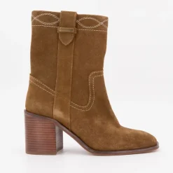 LES TROPEZIENNES PAR M.BELARBI Bottes western ladak camel à talons carré Femme MARRON CLAIR Clearance