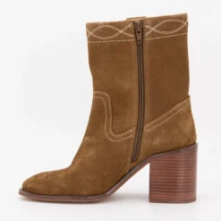 LES TROPEZIENNES PAR M.BELARBI Bottes western ladak camel à talons carré Femme MARRON CLAIR Clearance