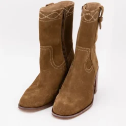 LES TROPEZIENNES PAR M.BELARBI Bottes western ladak camel à talons carré Femme MARRON CLAIR Clearance