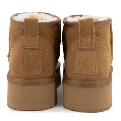 KELARA Bottines à plateforme cuir fourrée Femme MARRON Clearance