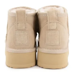 KELARA Bottines à plateforme cuir fourrée Femme BEIGE