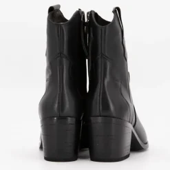 ELWIN Bottines à talons cuir inspiration santiag Femme NOIR New