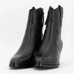 ELWIN Bottines à talons cuir inspiration santiag Femme NOIR New