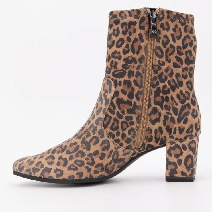 CAPRICE Bottines à talons motif léopard stretch zippée Femme MARRON Online